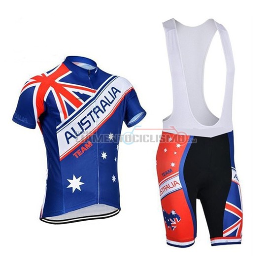 Abbigliamento Ciclismo Australia Manica Corta 2018 Blu e Rosso